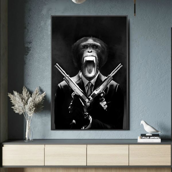 funny monkey holding guns animal posters & prints roar monkey creative wall art canvas painting wall picture for living room bedroom decor
funny monkey holding guns animal posters & prints roar monkey creative wall art canvas painting wall picture for living room bedroom decor
