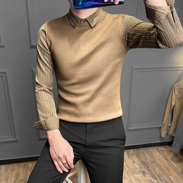 men's sweaters autumn and winter trend new 2020 style outer wear thick fake two-piece shirt collar sweater, White;black
men's sweaters autumn and winter trend new 2020 style outer wear thick fake two-piece shirt collar sweater, White;black