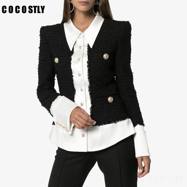 autumn satin spliced tweed jacket women lion button long sleeve korean coats office ladies tweed blusas camisas1, Black;brown
autumn satin spliced tweed jacket women lion button long sleeve korean coats office ladies tweed blusas camisas1, Black;brown