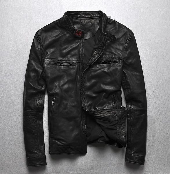 new small collar fashion casual real leather sheepskin leather slim short locomotive1, Black
new small collar fashion casual real leather sheepskin leather slim short locomotive1, Black