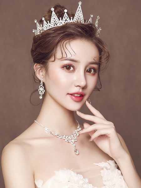 bridal headdress new baroque hair set wedding toast dress atmosphere crown jewelry, Silver