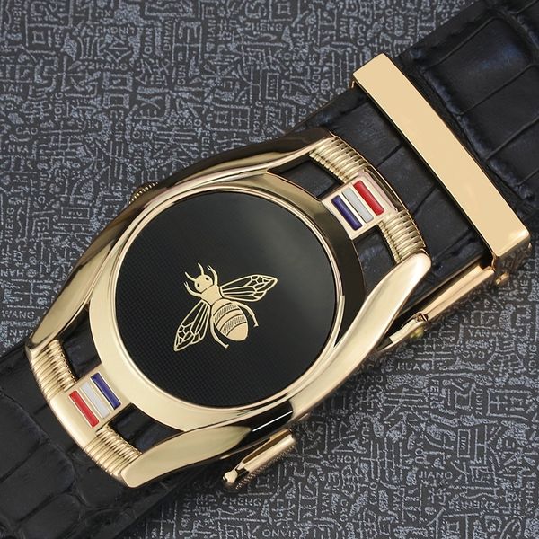 bee belt men automatic buckle waist strap genuine leather crocodile grain designer waistband leisure ceinture homme y200520, Black;brown
bee belt men automatic buckle waist strap genuine leather crocodile grain designer waistband leisure ceinture homme y200520, Black;brown