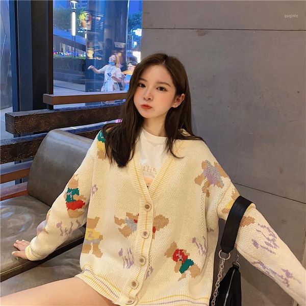 2020 new fall winter women's long sleeve cardigan v-neck embroidered bear sweatshirt jacket1, White
2020 new fall winter women's long sleeve cardigan v-neck embroidered bear sweatshirt jacket1, White