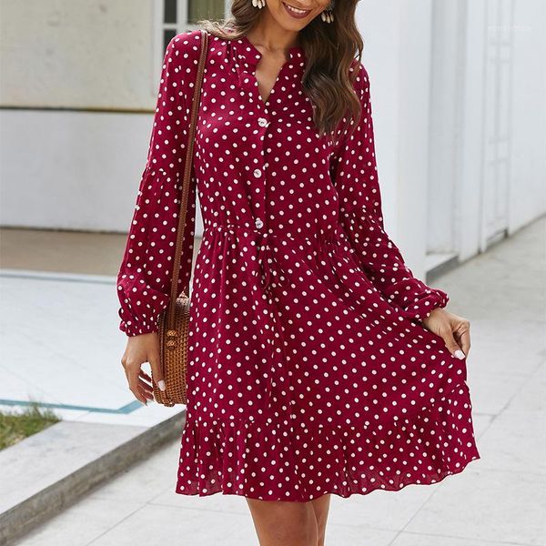ruffles vintage dot print red dress women full sleeve stand collar button slim casual spring autumn dress female 2020new vestido1, Black;gray
ruffles vintage dot print red dress women full sleeve stand collar button slim casual spring autumn dress female 2020new vestido1, Black;gray