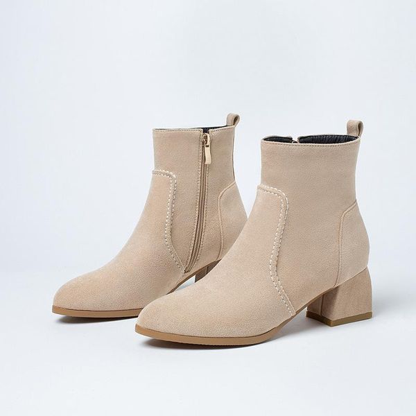 boots round toe women 2021 female shoes winter footwear luxury designer mid calf med ladies autumn rubber fashion, Black 
boots round toe women 2021 female shoes winter footwear luxury designer mid calf med ladies autumn rubber fashion, Black