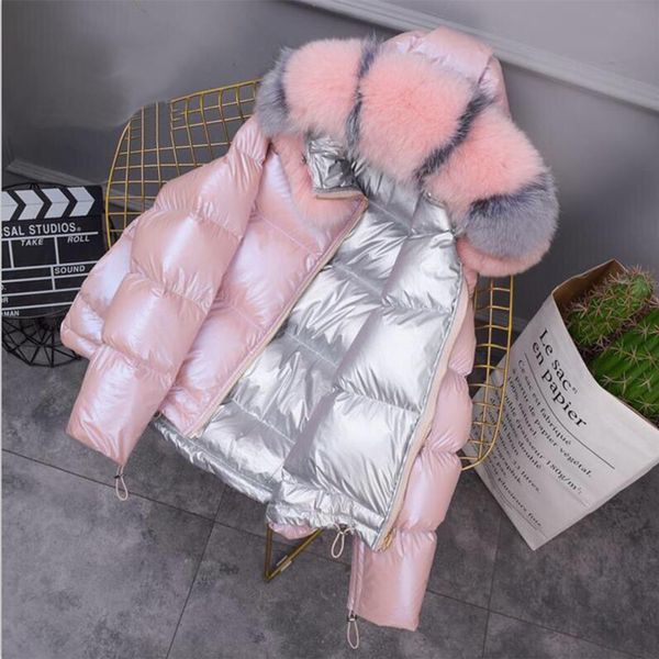 women's coat female real fox fur collar parka short outerwear 2020 fashion white duck down winter jacket, Black
women's coat female real fox fur collar parka short outerwear 2020 fashion white duck down winter jacket, Black