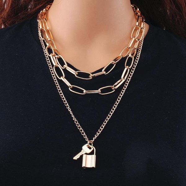 chokers diezi simple multilayer hip hop metal chain key lock pendant necklace men fashion vintage punk 2021 necklaces for women, Golden;silver
chokers diezi simple multilayer hip hop metal chain key lock pendant necklace men fashion vintage punk 2021 necklaces for women, Golden;silver