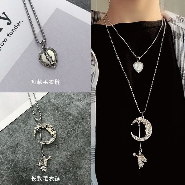 ins tuku trampi indifference men and women hip hop wind angel people fishtail necklace pendant clavicle chain tide, Silver
ins tuku trampi indifference men and women hip hop wind angel people fishtail necklace pendant clavicle chain tide, Silver