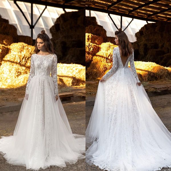 2021 bohemia wedding dresses long sleeves lace appliques bridal gowns custom made backless sweep train a line wedding dress, White
2021 bohemia wedding dresses long sleeves lace appliques bridal gowns custom made backless sweep train a line wedding dress, White