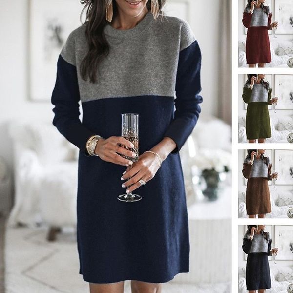autumn winter casual dress women fashion long sleeve dress o-neck patchwork office knee length 3xl, Black;gray
autumn winter casual dress women fashion long sleeve dress o-neck patchwork office knee length 3xl, Black;gray