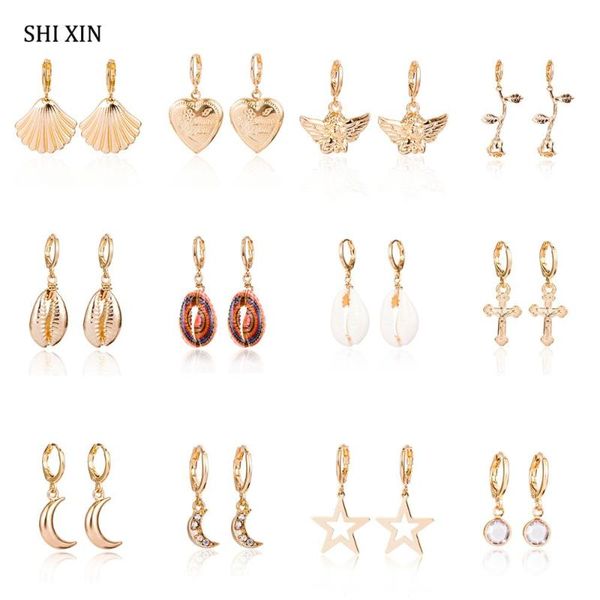 shixin small bohemian earrings gold/silver fashion heart/rose/moon/star/cross/shell earrings for women drop earring boho jewelry
shixin small bohemian earrings gold/silver fashion heart/rose/moon/star/cross/shell earrings for women drop earring boho jewelry