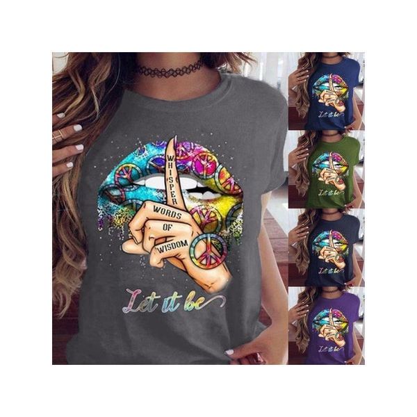 women sweet holiday casual halloween blouse let it be finger printed round neck short-sleeve bottoming t-shirt, White
women sweet holiday casual halloween blouse let it be finger printed round neck short-sleeve bottoming t-shirt, White