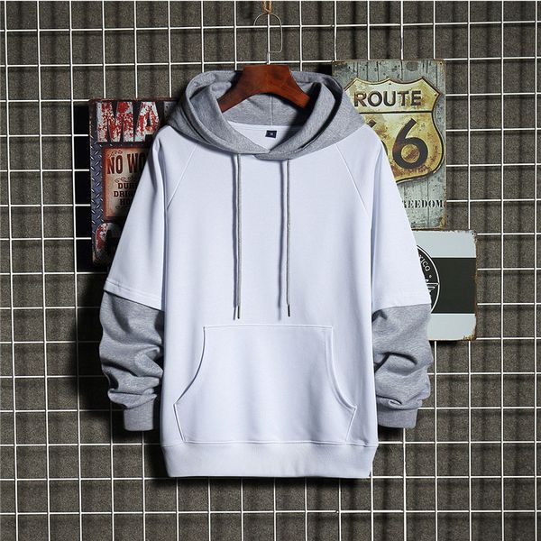 new men's sweater fashion solid color hooded pullover youth loose stitching fake two-piece long sleeve customization, Black
new men's sweater fashion solid color hooded pullover youth loose stitching fake two-piece long sleeve customization, Black