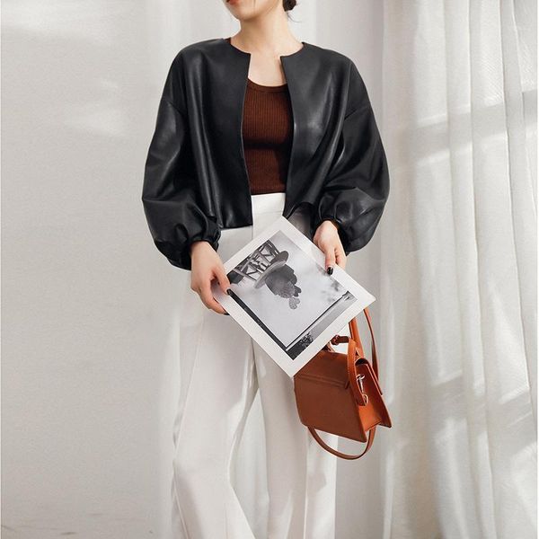 quality leather sheepskin lantern sleeve leather coat women's bubble sleeve crew neck cardigan small short fashion1, Black
quality leather sheepskin lantern sleeve leather coat women's bubble sleeve crew neck cardigan small short fashion1, Black