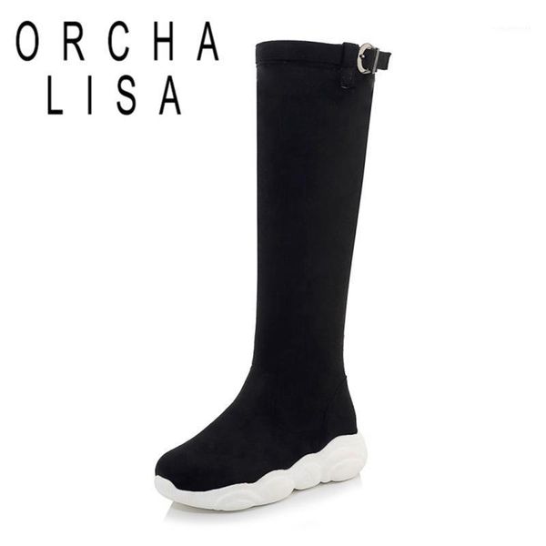 boots orcha lisa women winter slim knee round toe thick flat heels flock belt buckle zipper large size 29-46 leisure c17711, Black
boots orcha lisa women winter slim knee round toe thick flat heels flock belt buckle zipper large size 29-46 leisure c17711, Black