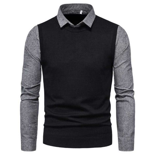men's sweaters landisto men clothing knitted business casual sweater warm european style mens fake two-piece cotton sleeve, White;black
men's sweaters landisto men clothing knitted business casual sweater warm european style mens fake two-piece cotton sleeve, White;black