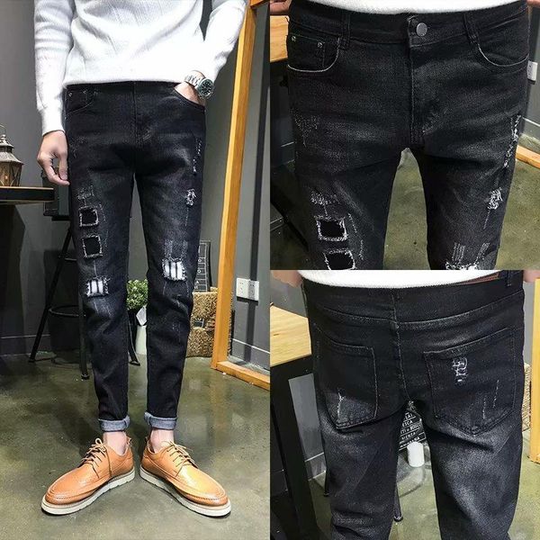 teenagers spring 2020 stretch denim pants korean slim men's autumn japanese youth hole patch pencil jeans, Blue
teenagers spring 2020 stretch denim pants korean slim men's autumn japanese youth hole patch pencil jeans, Blue