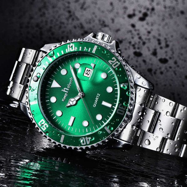ghost selling couple new green men's watch waterproof watch magnifying glass calendar steel band wrist watch, Slivery;brown
ghost selling couple new green men's watch waterproof watch magnifying glass calendar steel band wrist watch, Slivery;brown