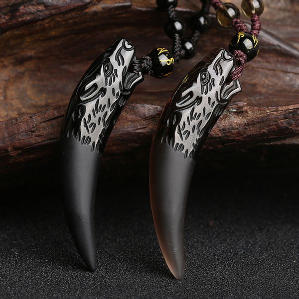 natural stone black and ice obsidian pendant necklace wolf tooth amulets and talismans couple necklace for women and men v191031, Silver
natural stone black and ice obsidian pendant necklace wolf tooth amulets and talismans couple necklace for women and men v191031, Silver