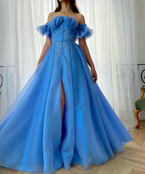 blue evening dresses off train split prom gown custom made button decoration women party skirts, Black;red
blue evening dresses off train split prom gown custom made button decoration women party skirts, Black;red