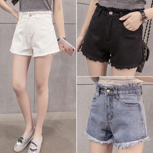 summer new same style fringed high waist slim wide leg korean denim shorts, White;black
summer new same style fringed high waist slim wide leg korean denim shorts, White;black