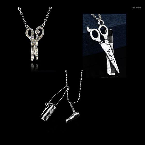 chains punk hair stylist dryer scissor comb pendant necklace barber shop dresser present necklace1, Silver
chains punk hair stylist dryer scissor comb pendant necklace barber shop dresser present necklace1, Silver
