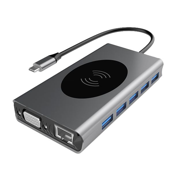 usb c hub, 13-in-1 type c hub with wireless charging, 4k hdmi adapter, 5x usb 3.0 ports, sd/tf card reader, usb-c power delivery, portable
usb c hub, 13-in-1 type c hub with wireless charging, 4k hdmi adapter, 5x usb 3.0 ports, sd/tf card reader, usb-c power delivery, portable