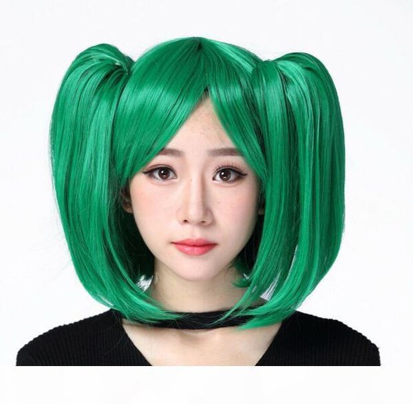 gt;>>new fashion cosplay 2 ponytails 35cm dark green wig, Black;brown 
gt;>>new fashion cosplay 2 ponytails 35cm dark green wig, Black;brown