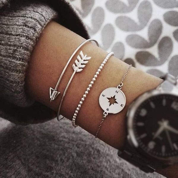 rinhoo silver color 3pcs/set arrow compass bracelets sets women fashion party jewelry gifts simple bead chain bohemia bracelets, Golden;silver
rinhoo silver color 3pcs/set arrow compass bracelets sets women fashion party jewelry gifts simple bead chain bohemia bracelets, Golden;silver