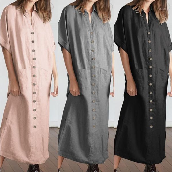 2021 summer celmia vintage shirt dresses women dress casual short sleeve loose buttons split long maxi vestidos robe plus size1, Black;gray
2021 summer celmia vintage shirt dresses women dress casual short sleeve loose buttons split long maxi vestidos robe plus size1, Black;gray