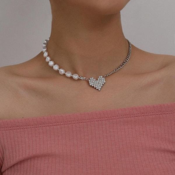 shixin short asymmetrical imitation pearl choker necklace for women rhinestones love heart pendant necklace 2020 fashion jewelry, Golden;silver
shixin short asymmetrical imitation pearl choker necklace for women rhinestones love heart pendant necklace 2020 fashion jewelry, Golden;silver