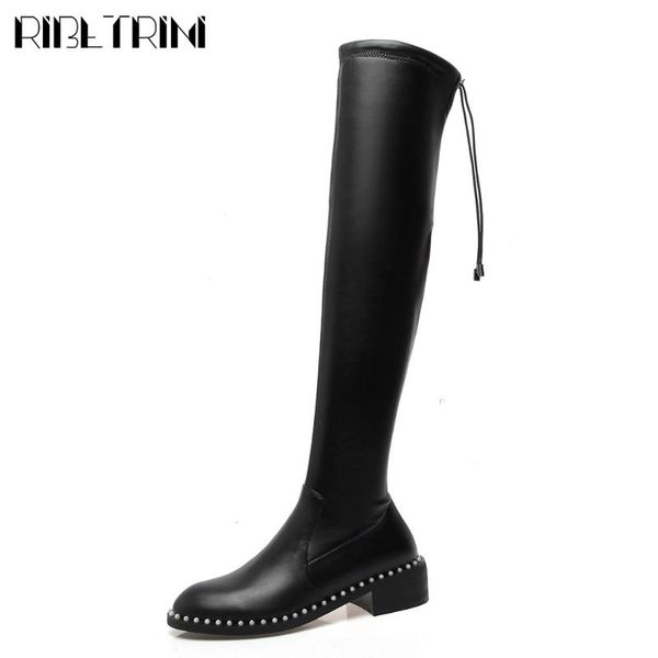 ribetrini genuine leather ladies round toe brand shoes rivet over the knee women boots zipper designer boots, Black
ribetrini genuine leather ladies round toe brand shoes rivet over the knee women boots zipper designer boots, Black