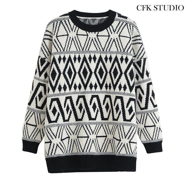 women autumn sweater with o-neck floral print long sleeve knitted pullover femme casual loose thick winter christmas sweater, White;black
women autumn sweater with o-neck floral print long sleeve knitted pullover femme casual loose thick winter christmas sweater, White;black