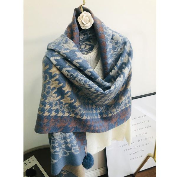 scarves autumn and winter 2021 large version thousand bird grid cashmere imitation women's scarf thickened long thermal shawl, Blue;gray
scarves autumn and winter 2021 large version thousand bird grid cashmere imitation women's scarf thickened long thermal shawl, Blue;gray