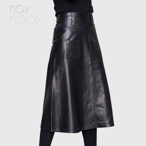 skirts novmoop sheepskin genuine leather women flare hem half calf length skirt graceful elegant style jupe en cuir franç lt3360, Black
skirts novmoop sheepskin genuine leather women flare hem half calf length skirt graceful elegant style jupe en cuir franç lt3360, Black