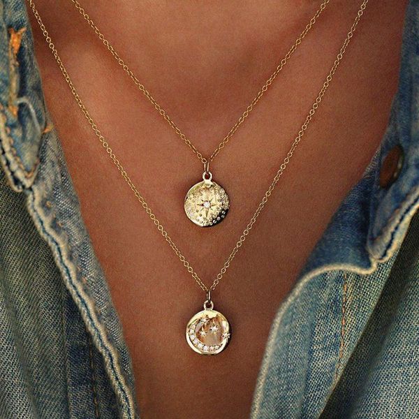1pc crystal moon star pendant multilayer women choker necklace bohemian jewelry, Silver
1pc crystal moon star pendant multilayer women choker necklace bohemian jewelry, Silver