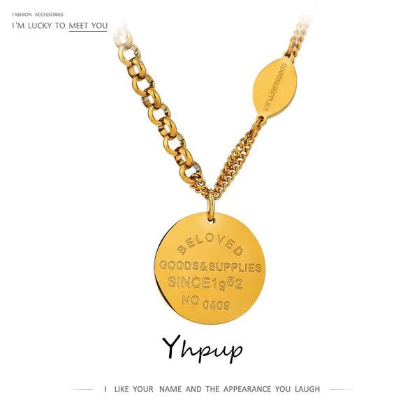 yhpup stylish round metal texture pendant necklace stainless steel jewelry simple chain choker golden collares summer girl gift, Silver
yhpup stylish round metal texture pendant necklace stainless steel jewelry simple chain choker golden collares summer girl gift, Silver
