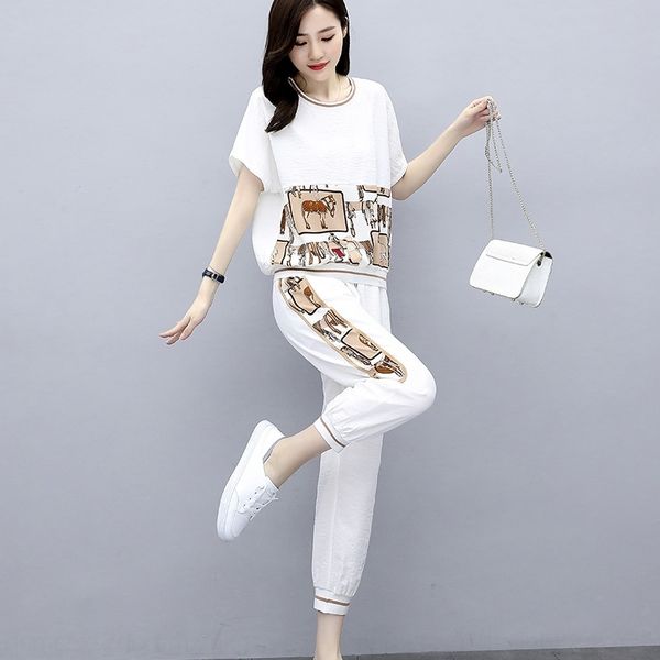 c6ftv korean casual suit women's 2020 summer fashion new cropped loose sports nine pants nine pants style short sleeve two-piece set yu, Gray
c6ftv korean casual suit women's 2020 summer fashion new cropped loose sports nine pants nine pants style short sleeve two-piece set yu, Gray