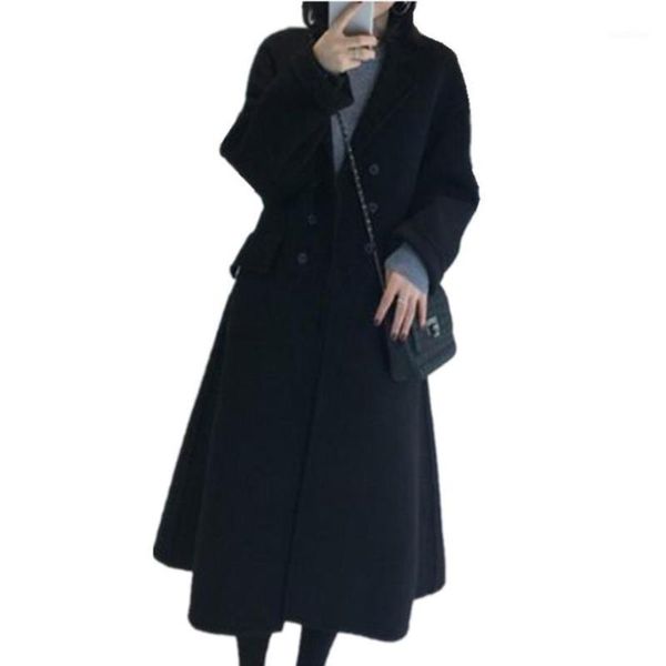 women's wool & blends 2021 autumn winter fashion double breasted woolen coat women slim blneds plus size1, Black
women's wool & blends 2021 autumn winter fashion double breasted woolen coat women slim blneds plus size1, Black