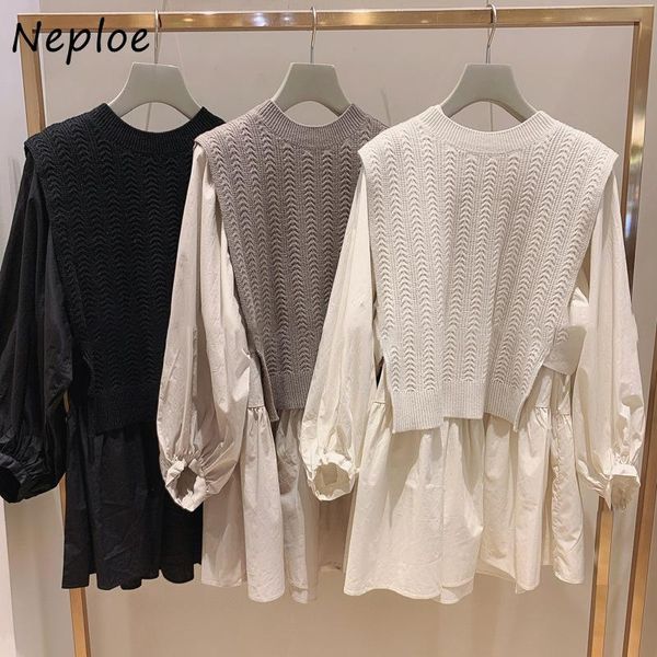 neploe 2021 autumn winter new suit o-neck all-match knitted vest + solid color puff sleeve women blouse elegant 2 piece set, Gray
neploe 2021 autumn winter new suit o-neck all-match knitted vest + solid color puff sleeve women blouse elegant 2 piece set, Gray