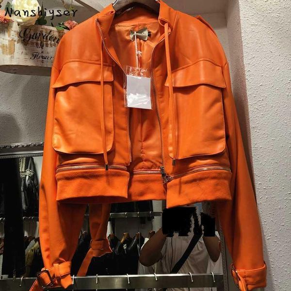 streetwear autumn new chic big pocket short orange detachable hem zipper splicing faux pu leather jacket women motorcycle jacket1, Black
streetwear autumn new chic big pocket short orange detachable hem zipper splicing faux pu leather jacket women motorcycle jacket1, Black