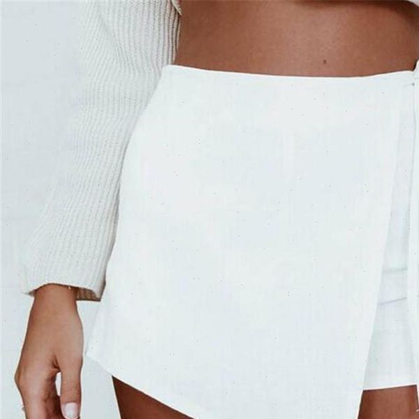 new trendy womens shorts skirt high waisted casual irregular flanging wrap culottes spodenki damskie 2021 40, White;black