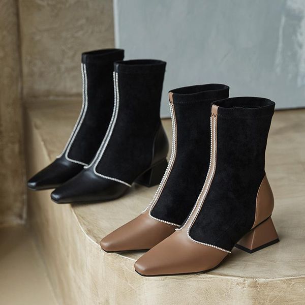 boots 2021 patchwork genuine leather women autumn winter warm ankle party office shoes woman high heels, Black
boots 2021 patchwork genuine leather women autumn winter warm ankle party office shoes woman high heels, Black