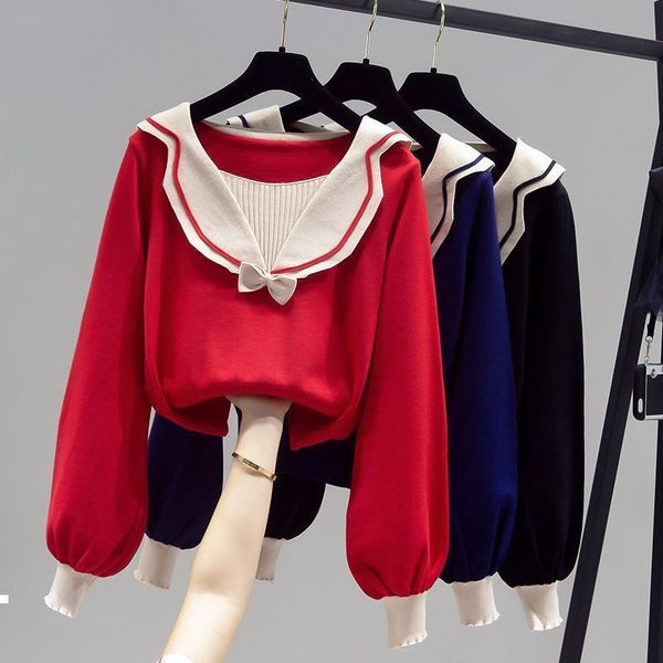 sweet 2021 new female-style pullover with low-cut blue-red short-black-blue nice bow short sweater y513 0qru, White;black
sweet 2021 new female-style pullover with low-cut blue-red short-black-blue nice bow short sweater y513 0qru, White;black