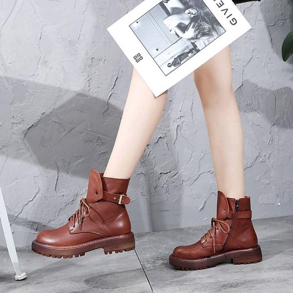 retro lace-up leather boot women autumn winter thick-soled thick heel boots british style casual, Black
retro lace-up leather boot women autumn winter thick-soled thick heel boots british style casual, Black