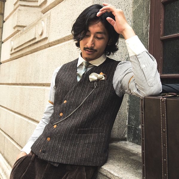 soarin british striped men's double breasted business suit waistcoat
soarin british striped men's double breasted business suit waistcoat