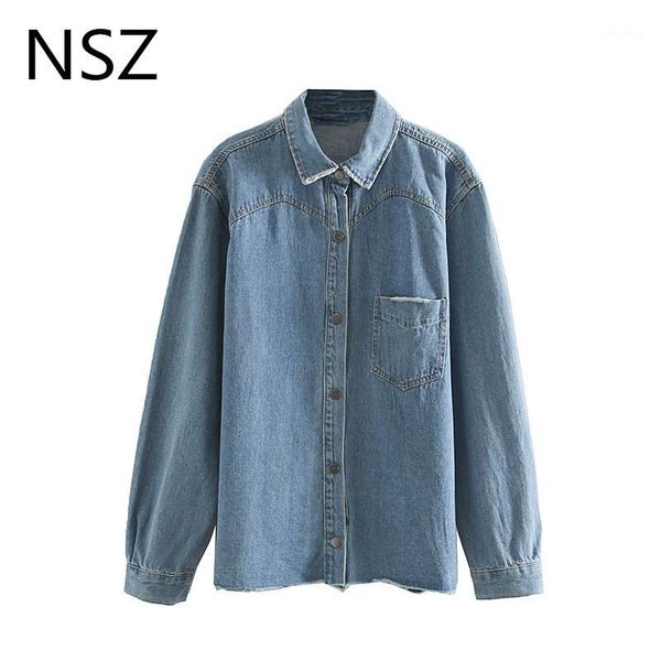 nsz women blue denim blouse long sleeve oversized jeans shirt turn down collar button fashion tassle ripped chemisier femme1, White
nsz women blue denim blouse long sleeve oversized jeans shirt turn down collar button fashion tassle ripped chemisier femme1, White