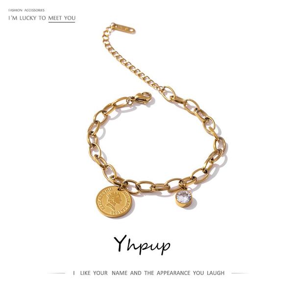 yhpup simple portrait coin pendant charm bracelet chic gold color chain cubic zirconia bracelet for women jewelry bijoux 2020, Golden;silver
yhpup simple portrait coin pendant charm bracelet chic gold color chain cubic zirconia bracelet for women jewelry bijoux 2020, Golden;silver
