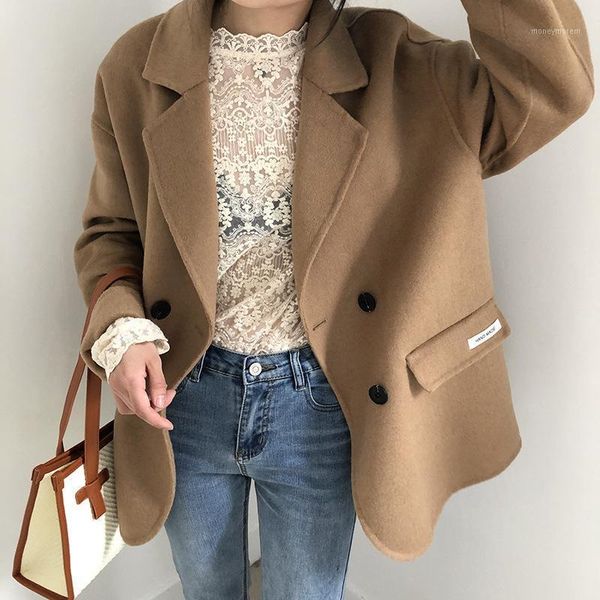 women's wool & blends dong han edition 2021 season temperament show thin pocket double-sided grid suit is loose women cashmere coat coa, Black
women's wool & blends dong han edition 2021 season temperament show thin pocket double-sided grid suit is loose women cashmere coat coa, Black