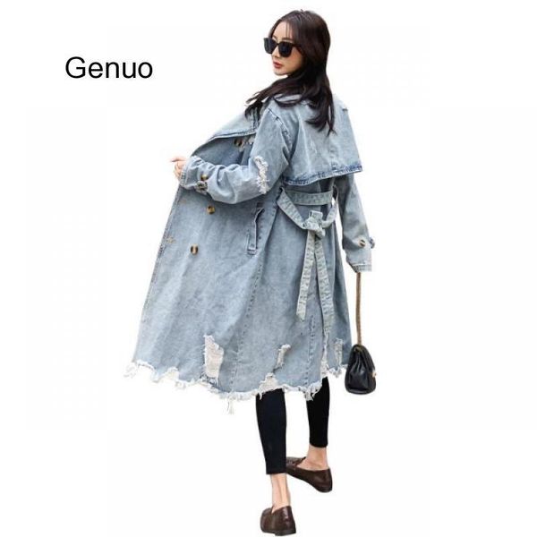 women's trench coat spring waist denim windbreaker fashion full sleeve outwear printed female long denim coat loose big size 1031, Tan;black
women's trench coat spring waist denim windbreaker fashion full sleeve outwear printed female long denim coat loose big size 1031, Tan;black